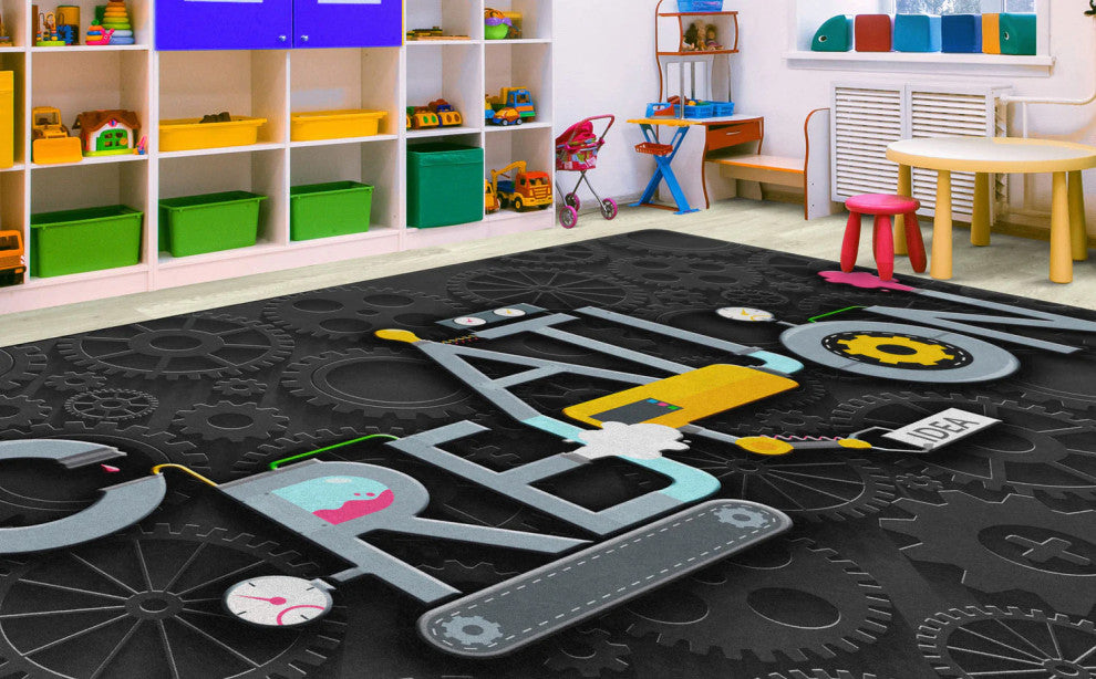 Flagship Carpets  VA1026-44FS 7'6" X 12' Creation Gears Educational Rug