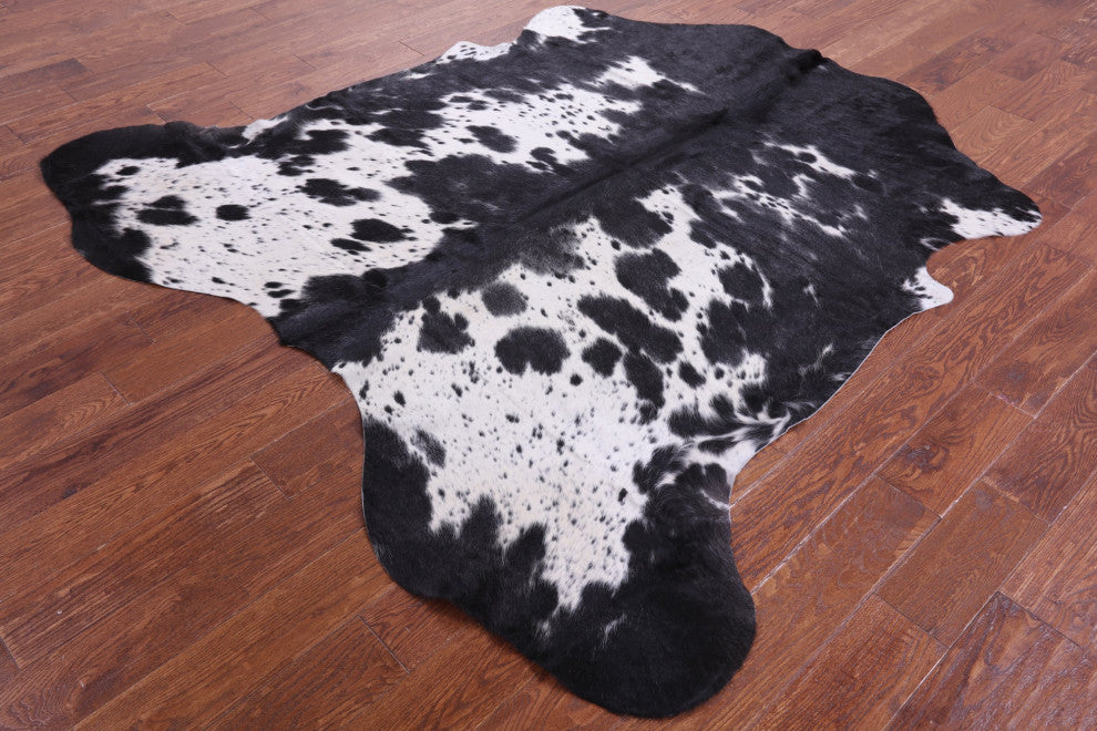 Black and White Natural Cowhide Rug 6' 9" X 6' 9" C2216