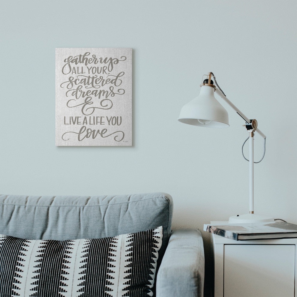 Live A Live You Love Gray White Family Word Design, 16"x20", Canvas Art