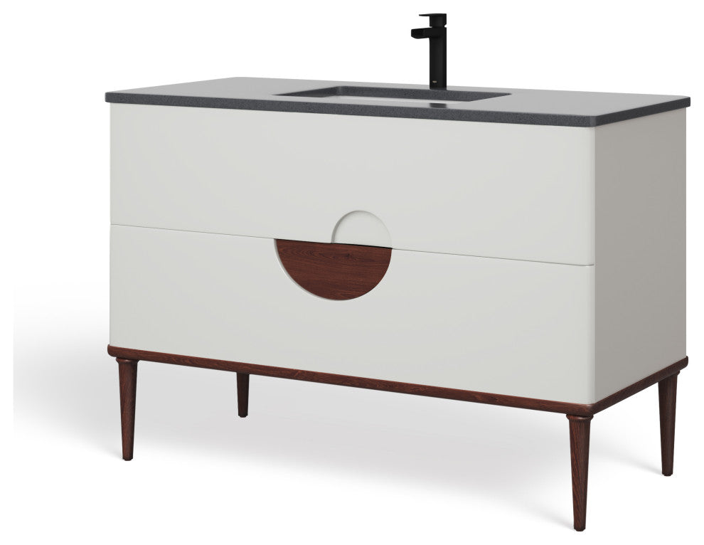 Rhonda Bath Vanity, Beige, 48", Single Sink, Freestanding