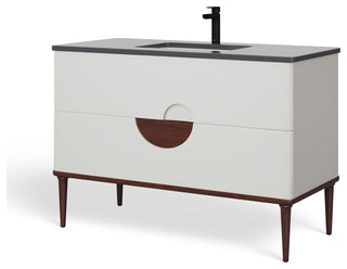 Rhonda Bath Vanity, Beige, 48", Single Sink, Freestanding