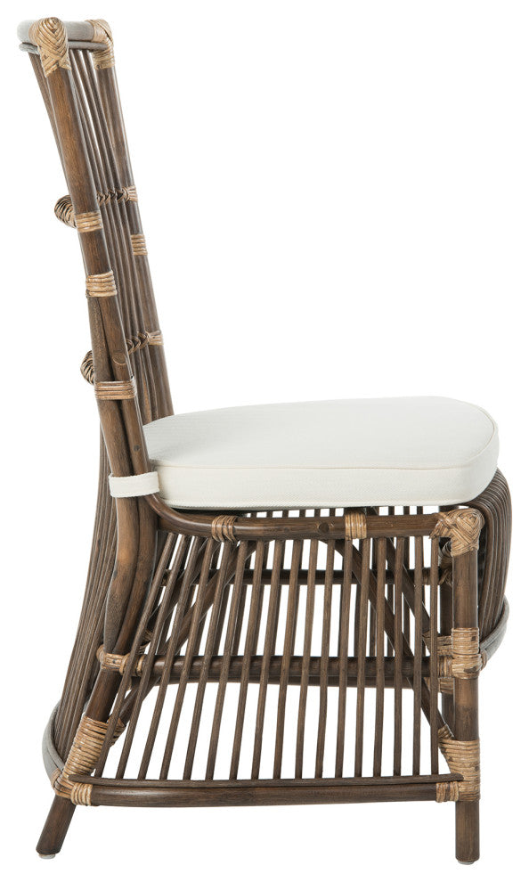 Rattan Loop Edge Dining Chair, Antique Brown, Set of 2, Side Chair