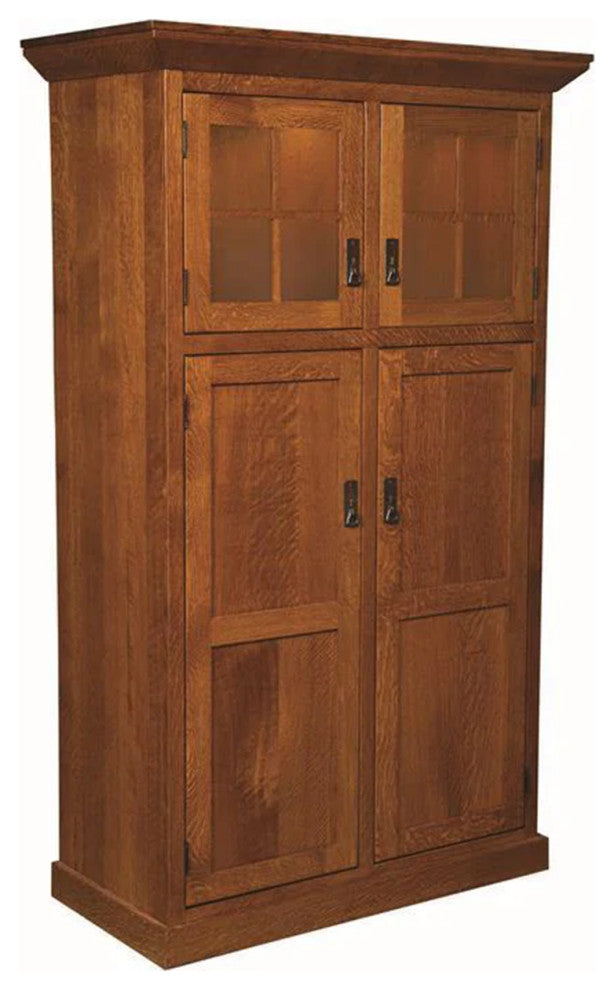 Oak Mission Double Wide Kitchen Pantry, Summer Sage Oak