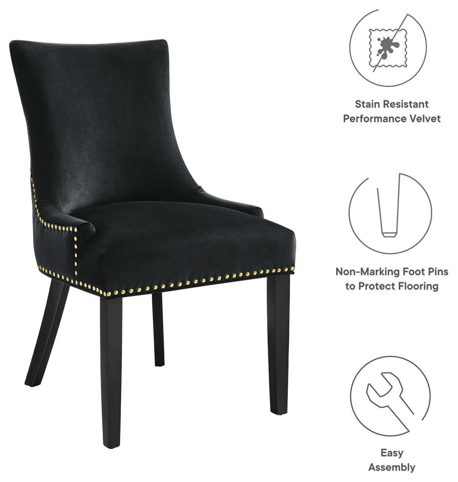 Marquis Performance Velvet Dining Chairs, Set of 2, Black