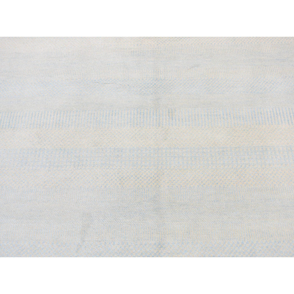 Blue Grass Design Gabbeh Wool and Silk Hand Knotted Oriental Rug, 6'x9'3"
