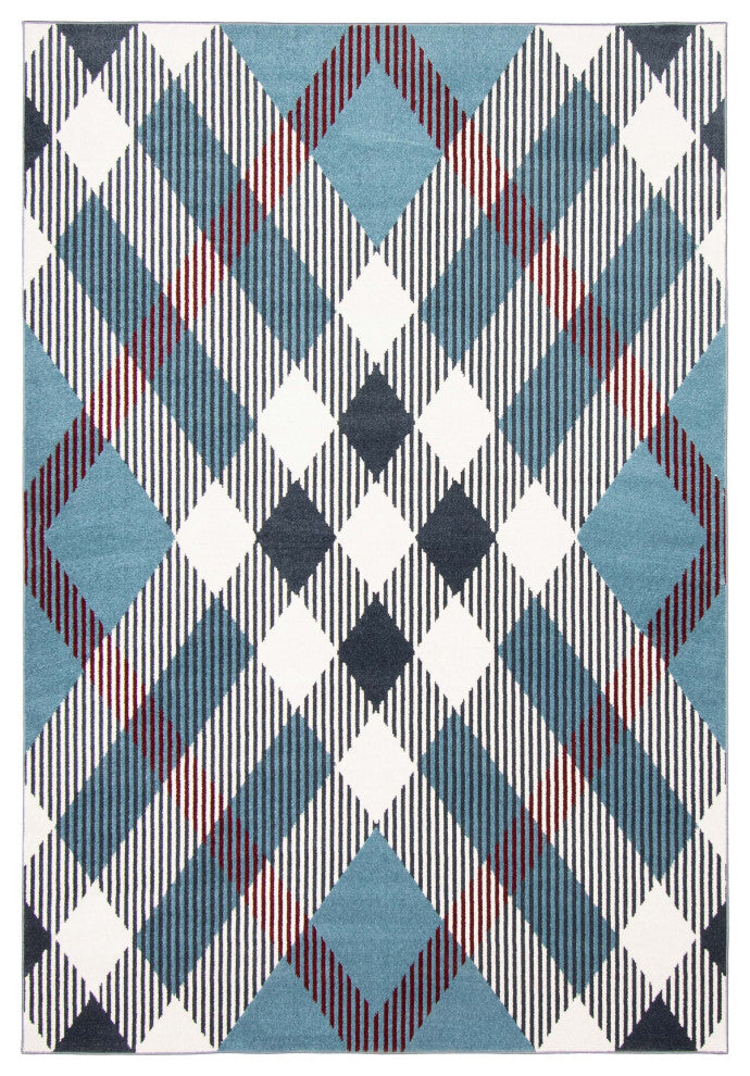 Aqua Kors Area Rug, Blue, 8'x10'