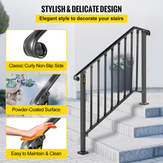 Vevor Handrails for Outdoor Steps, Fit 3 or 4 Steps