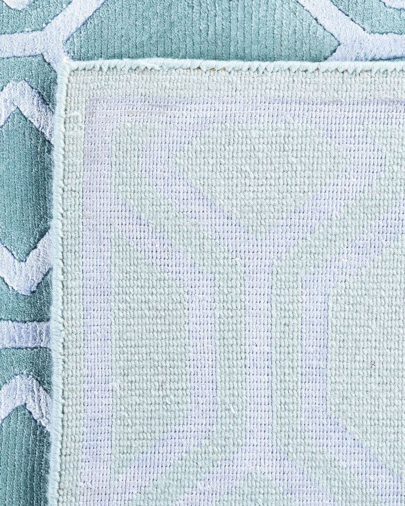 Modern One-of-a-Kind Handmade Area Rug Green, 8' 1" x 9' 10"