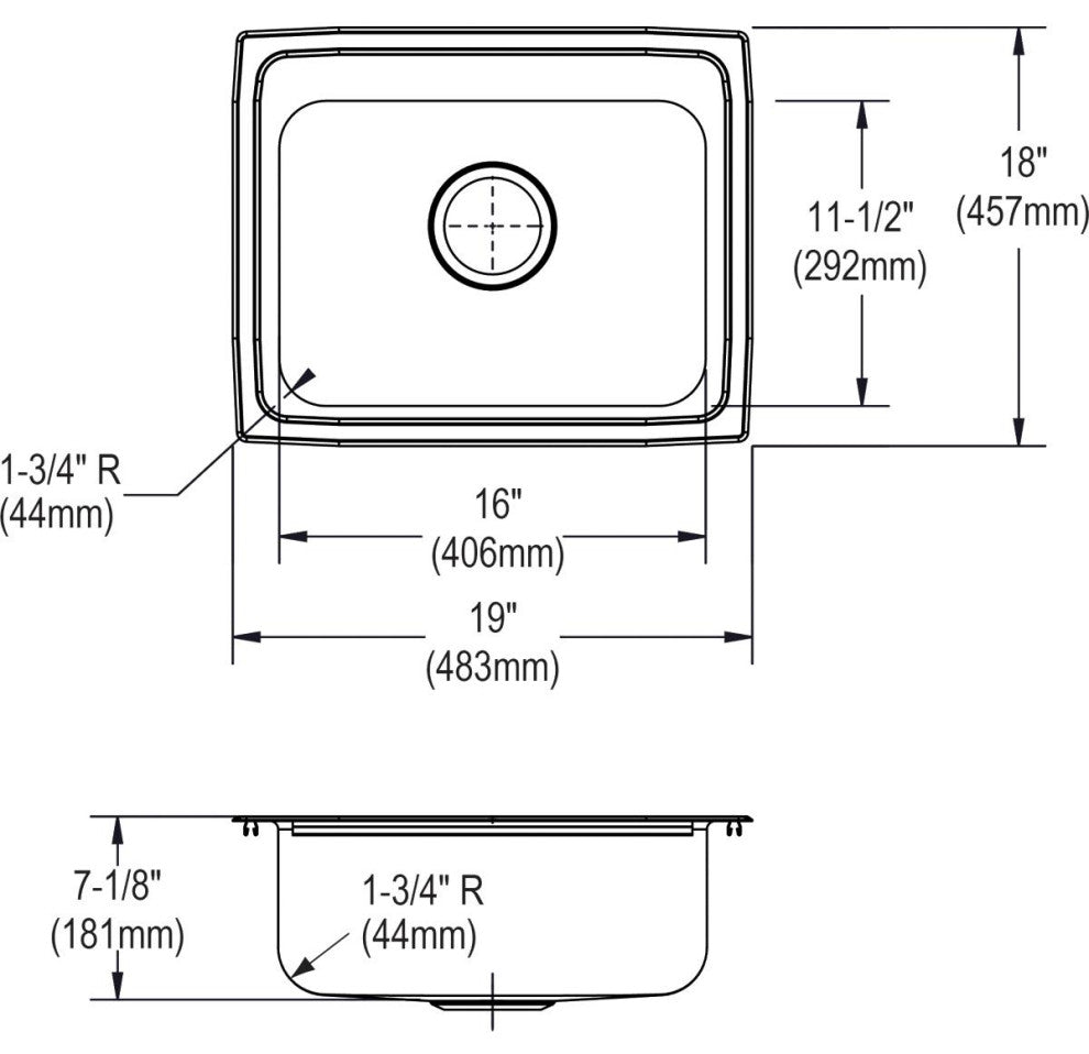 PSR19183 Celebrity Stainless Steel 19" x 18" Drop-in Sink, 3 Holes