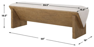 Uttermost Wedged Ivory Fabric Bench