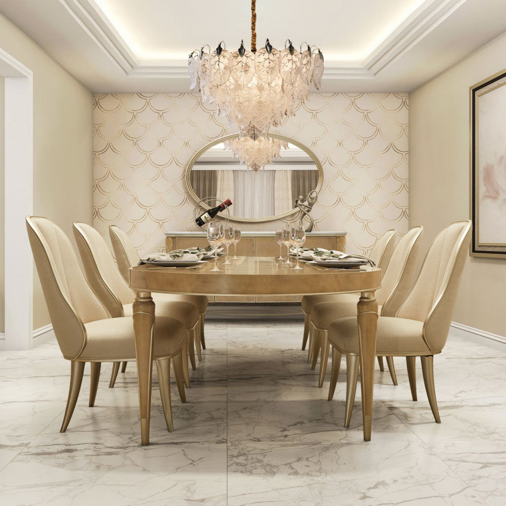 Aico Amini Villa Cherie 7 PC Oval Dining Set in Caramel