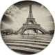 Eiffel Tower In Gray Shade, Landscape Photo Disc Metal Artwork, 11"