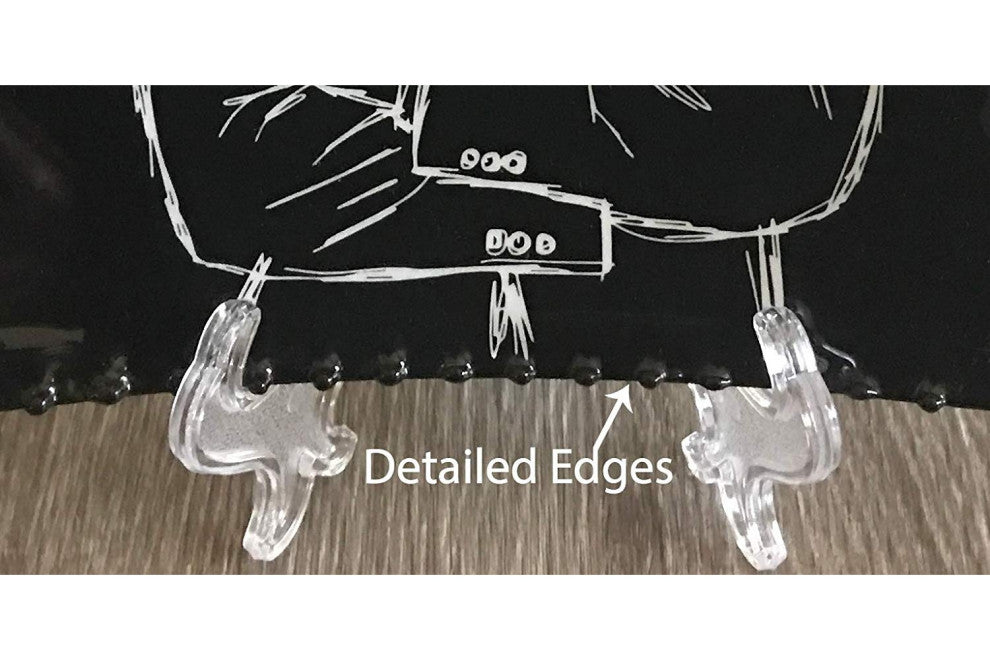 Decorative Tray with Display Stand with Black & White Lion Metal Plate Tray, 8x8