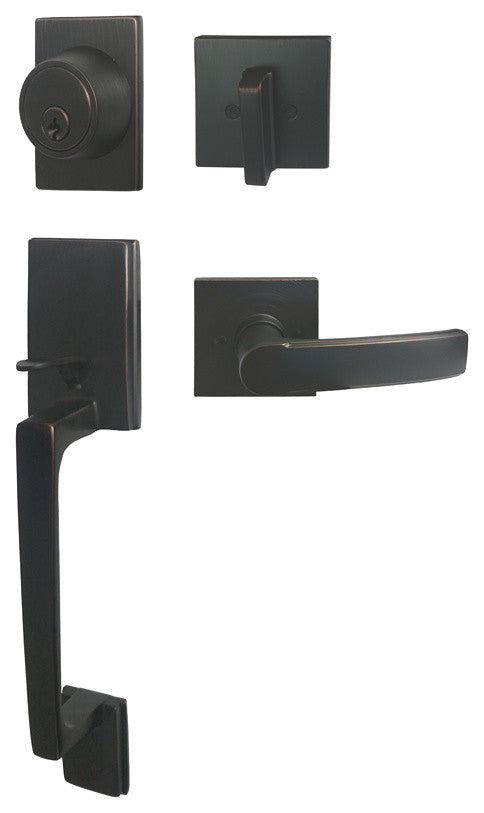 Square Contemporary Door Lever, Style 8048, Dark Oil Rubbed Bronze, Handleset