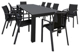 Pacific 11-Piece Dining Set, Table and Arm Chairs, Black Frame/Black Sling