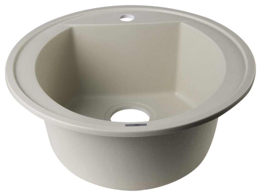 ALFI brand AB2020DI-B Biscuit 20" Drop-In Round Granite Kitchen Prep Sink