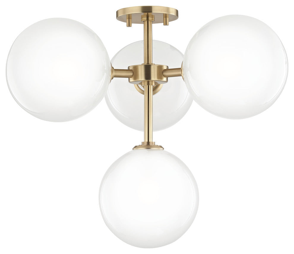 Mitzi H122604-AGB Ashleigh LED 20" Semi Flush Mounts, Aged Brass