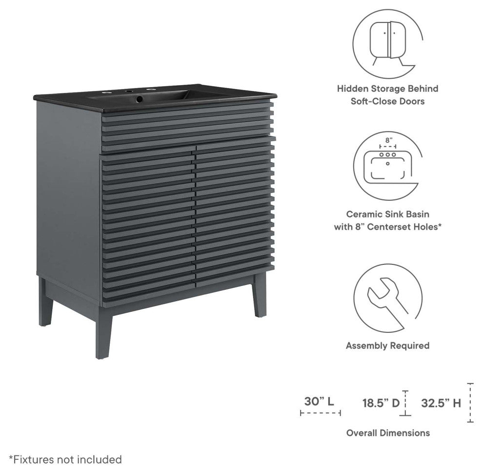 Render 30" Bathroom Vanity, Gray Black