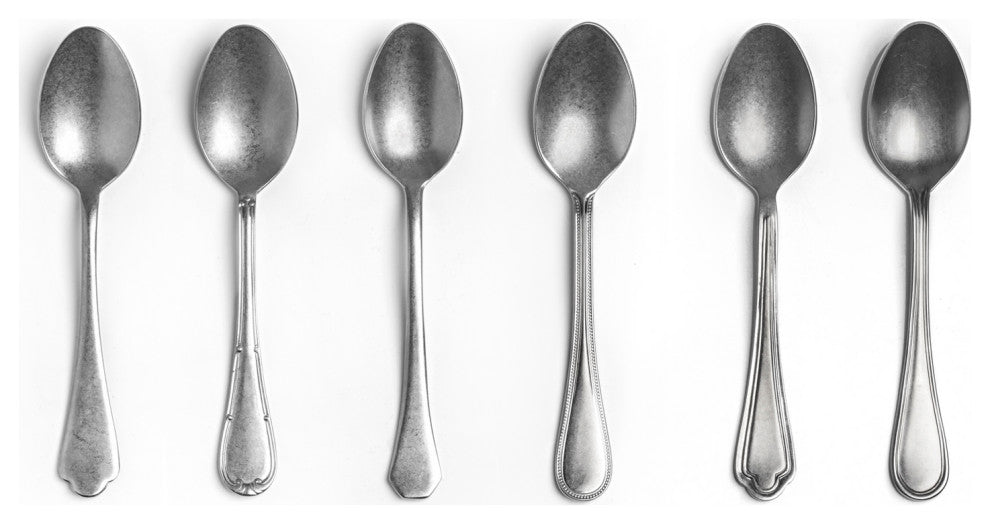 Original Vintage Coffee Spoon Set 6-Piece Set Pewter