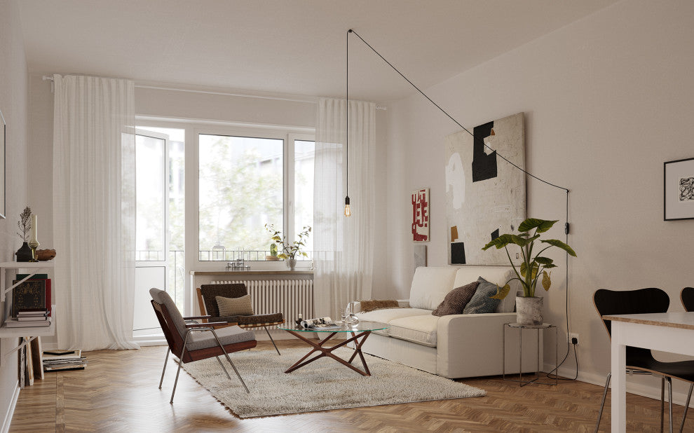 Graphite plug-in pendant with Squirrel Cage US