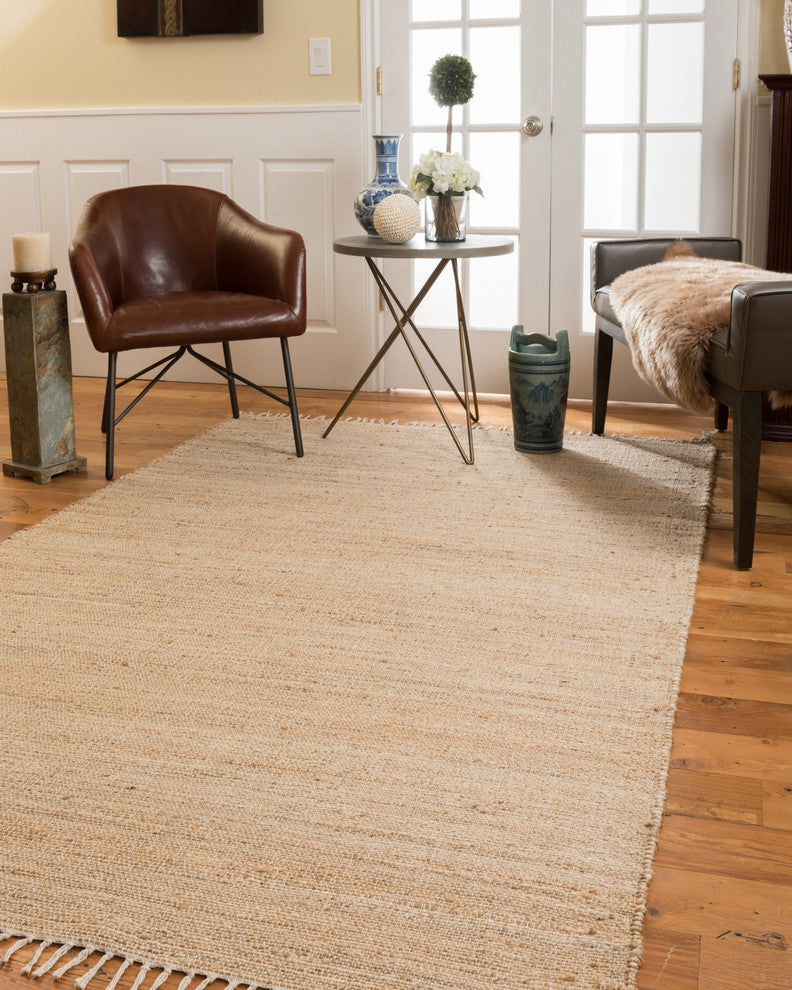 Natural Area Rugs 100% Natural Fiber Venice Jute Rectangular Rug, Beige, 6' X 9'