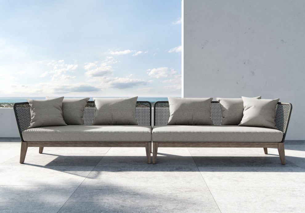 Netta Left Arm Sofa, Dark Gray Cord and Weathered Eucalyptus