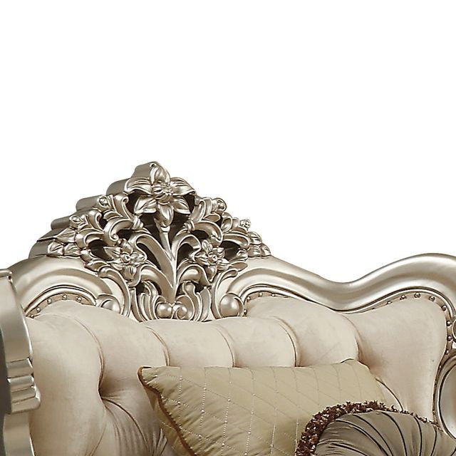 ACME Bently Chair with 2 Pillows, Fabric and Champagne