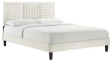 Sofia Channel Tufted Performance Velvet Twin Platform Bed, White