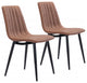 Set of Two Brown Faux Leather Channel Scoop Dining Chairs