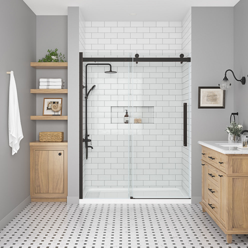 Bel Soft-Close Frameless Sliding Soft Close Shower Door, Oil Rubbed Bronze, 60"