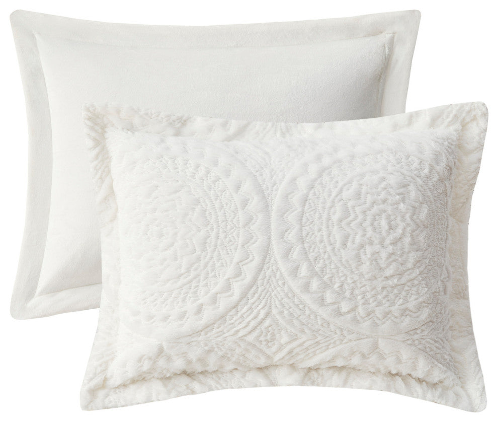 Madison Park Arya Medallion Faux Fur Plush Comforter Mini Set