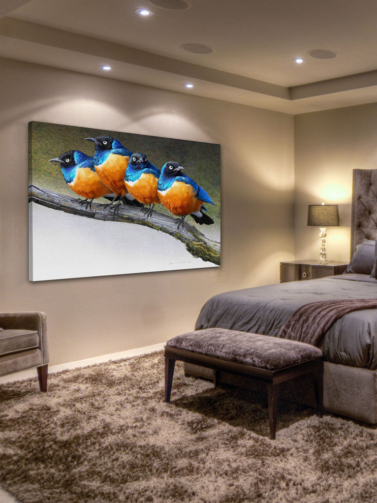 "Grumpy Starlings" Painting Print on Canvas by Chris Vest