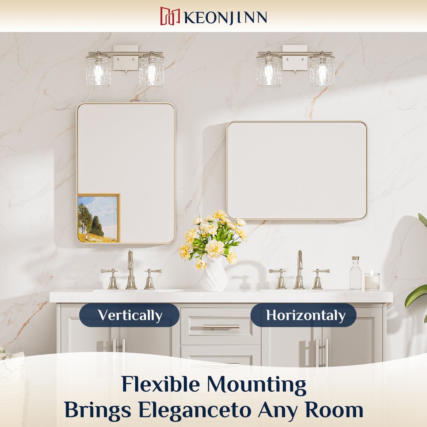 Metal Frame Decorative Rectangular Wall Mount Mirror, Sliver, 24"x36"