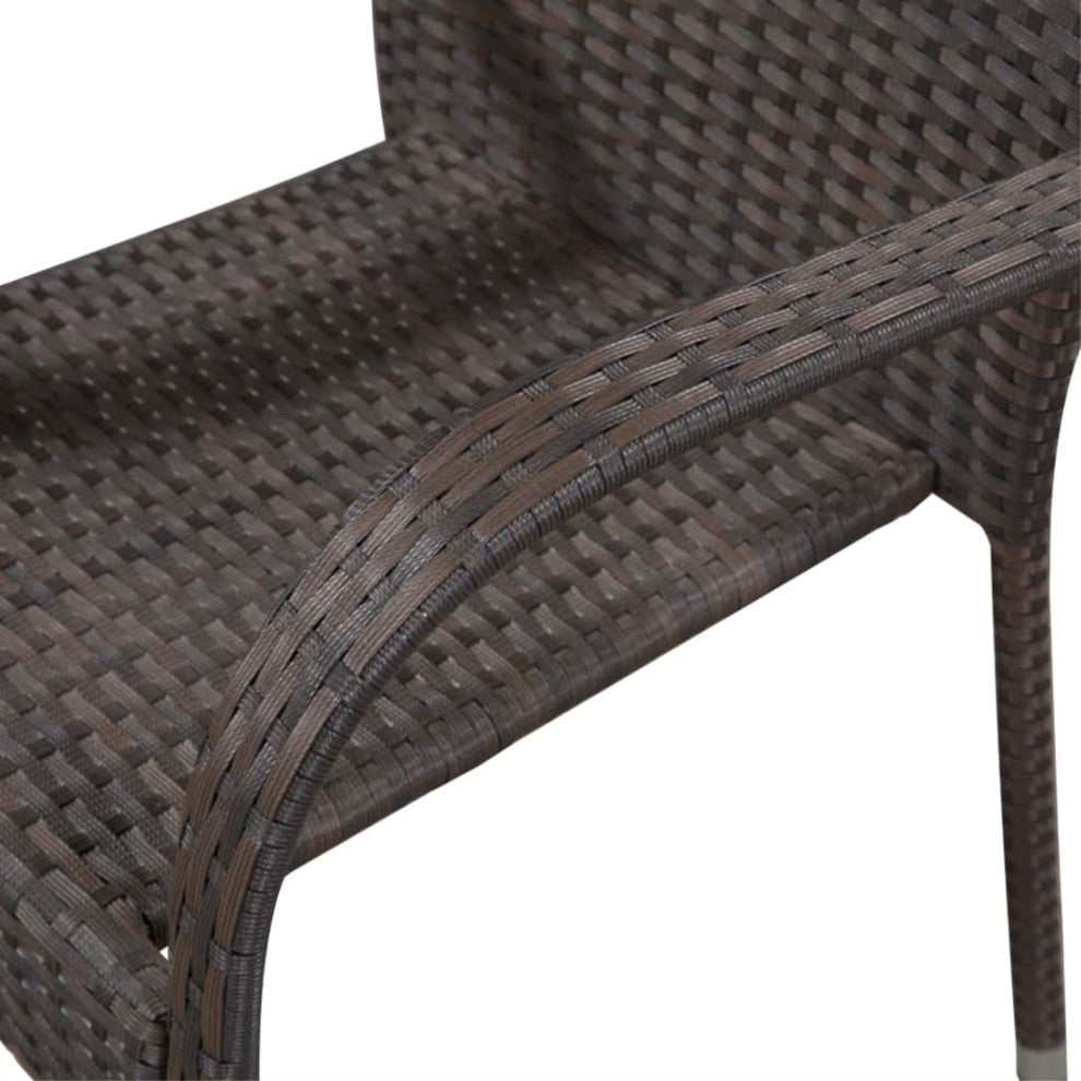 Vidaxl Stackable Outdoor Chairs, Set of 2, Poly Rattan Brown