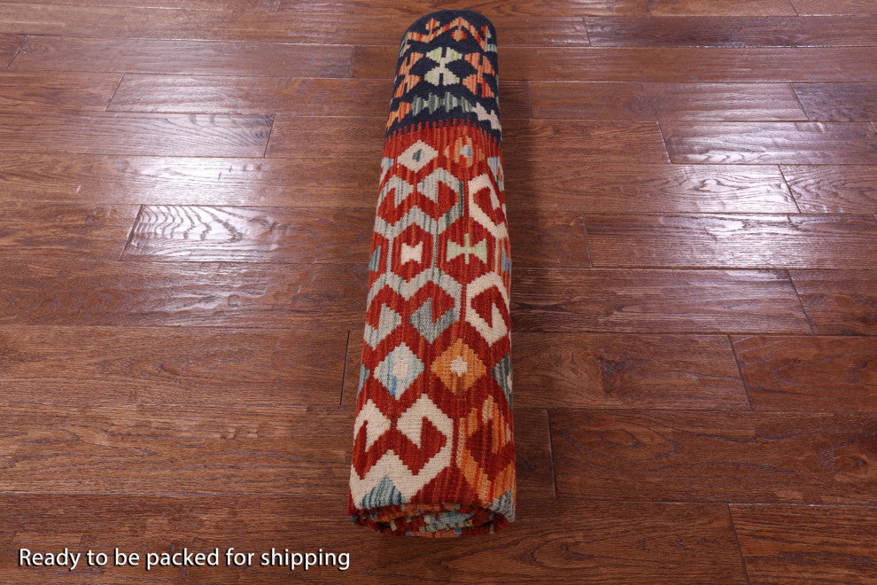 6' 3" X 8' 7" Flat Weave Kilim Reversible Wool On Wool Rug Q9481
