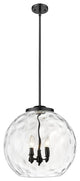 Athens Water Glass Pendant, Matte Black, Clear Water Glass, Clear Water Glass