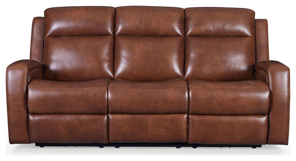 Cheyenne Dual Power Zero Gravity Mechanism Leather Sofa, Saddle