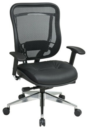 Executive High Back Chair With Breathable Mesh Back and Leather Seat