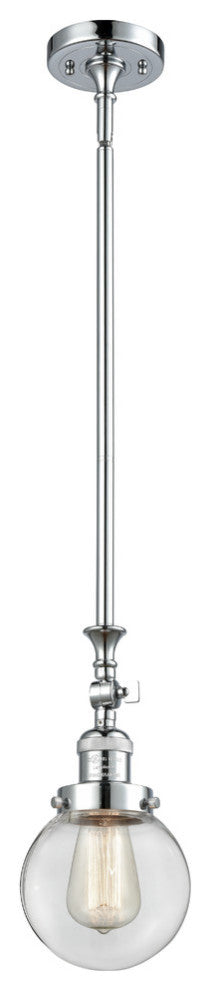 Beacon 1-Light LED Mini Pendant, Polished Chrome, Glass: Clear