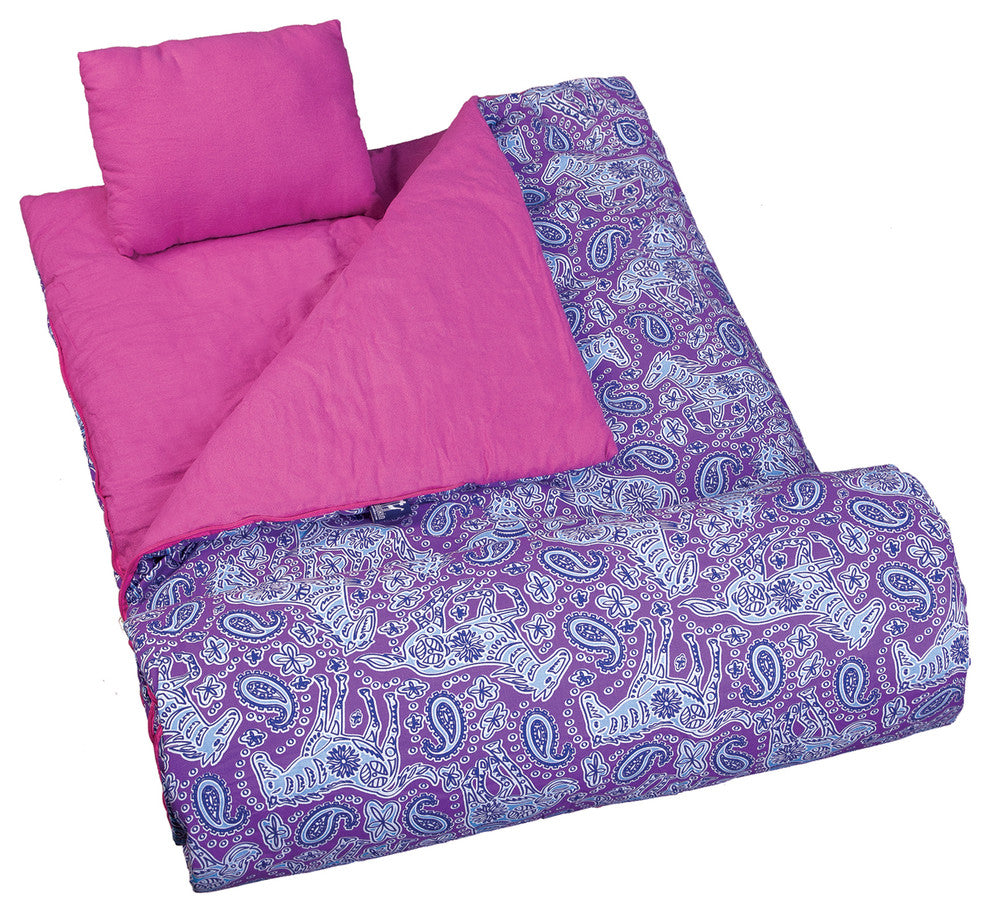 Watercolor Ponies Purple Sleeping Bag