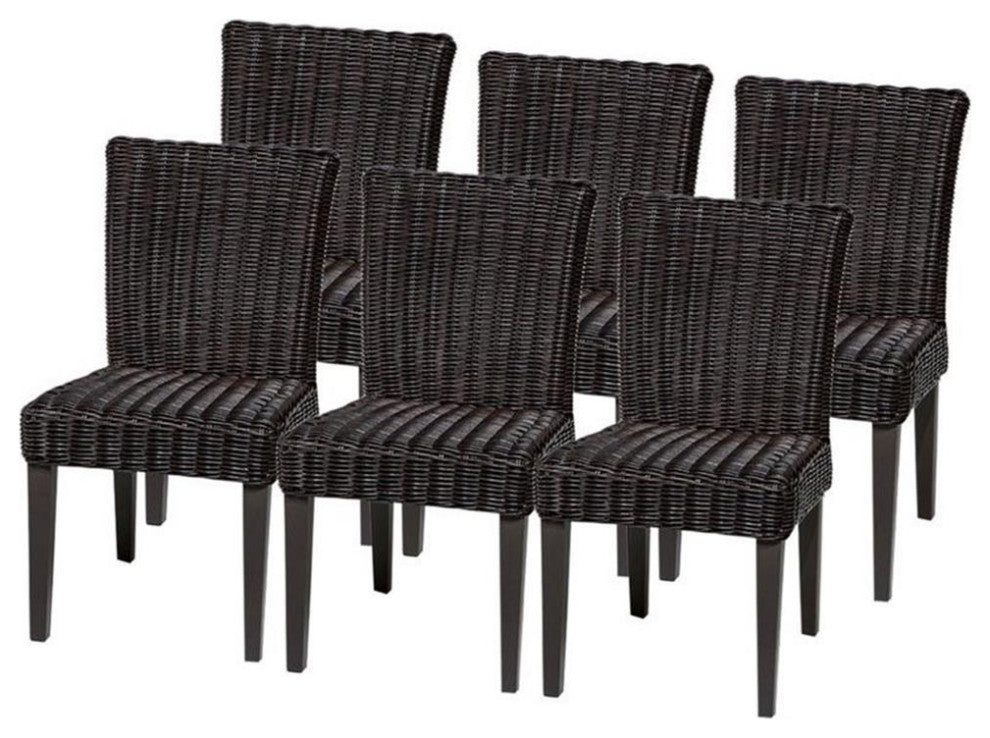TKC Venice Wicker Patio Dining Chairs in Espresso (Set of 6)