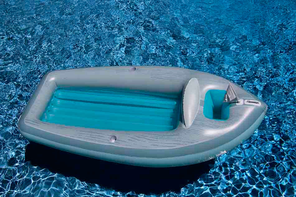 105" Inflatable Gray and Blue Classic Boat Cruiser With Cooler Pool Float
