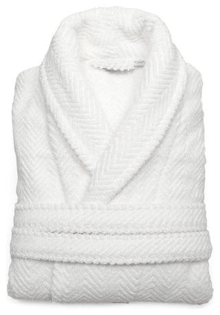 Herringbone Weave Bathrobe, White, Large/X-Large