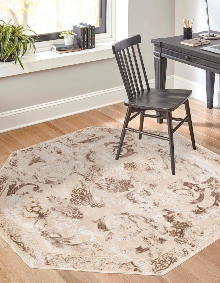 Unique Loom Diana Finsbury Rug, Beige, 7'10"x7'10" Octagon