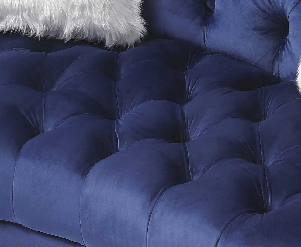 Dania 64 in. W Flared Arm Velvet Straight Sofa, Blue