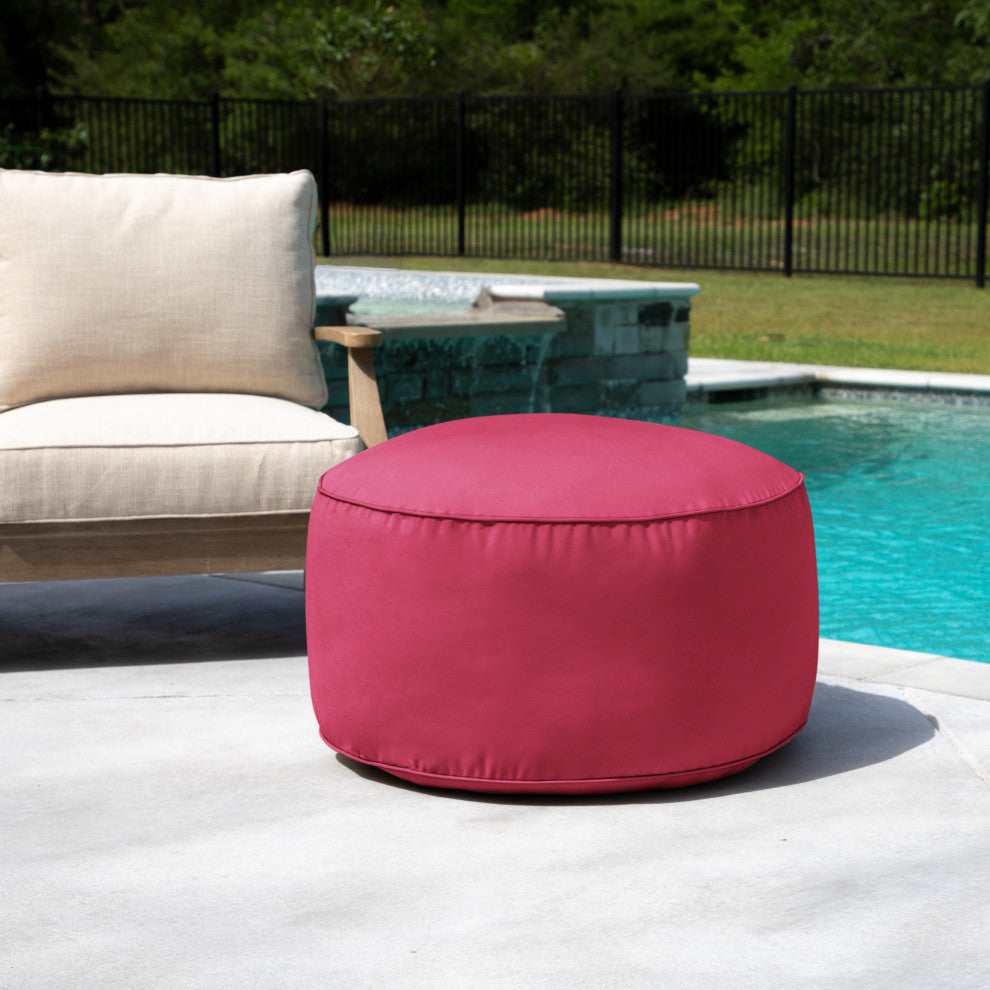 Mozaic Home Canvas Hot P"k Indoor/Outdoor Round Bean Pouf 30x30x15"