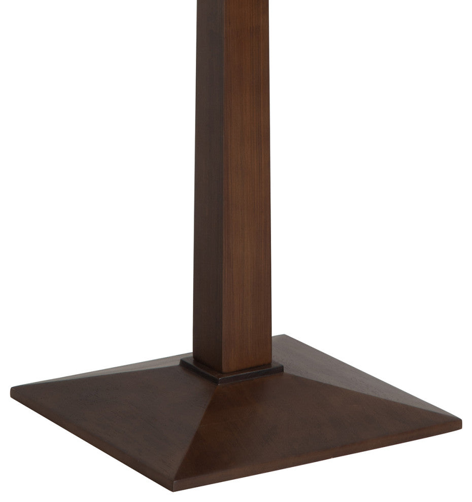 Taper Floor Lamp Dark Walnut Wood Finish, Weather Brass, White Shade, Dimmer