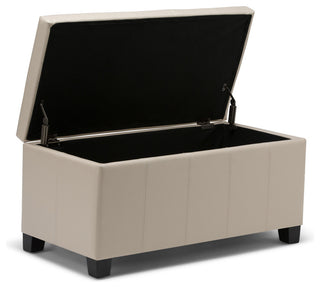 Dover 36" Contemporary Storage Ottoman, Satin Cream