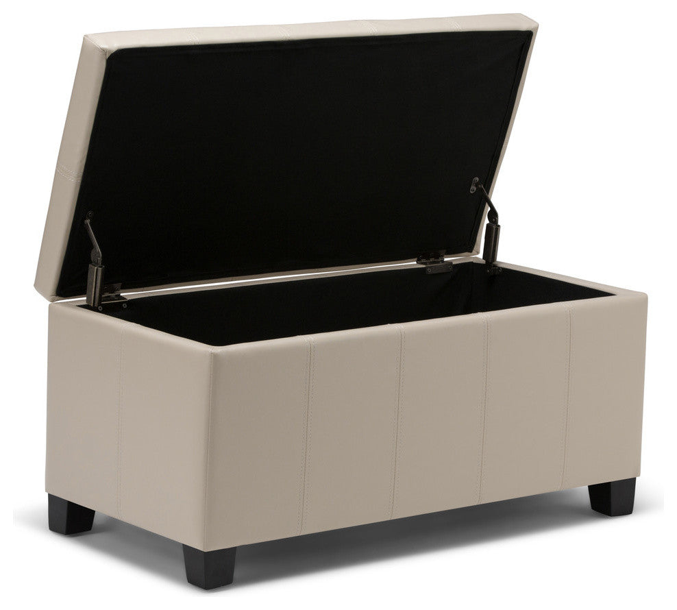 Dover 36" Contemporary Storage Ottoman, Satin Cream