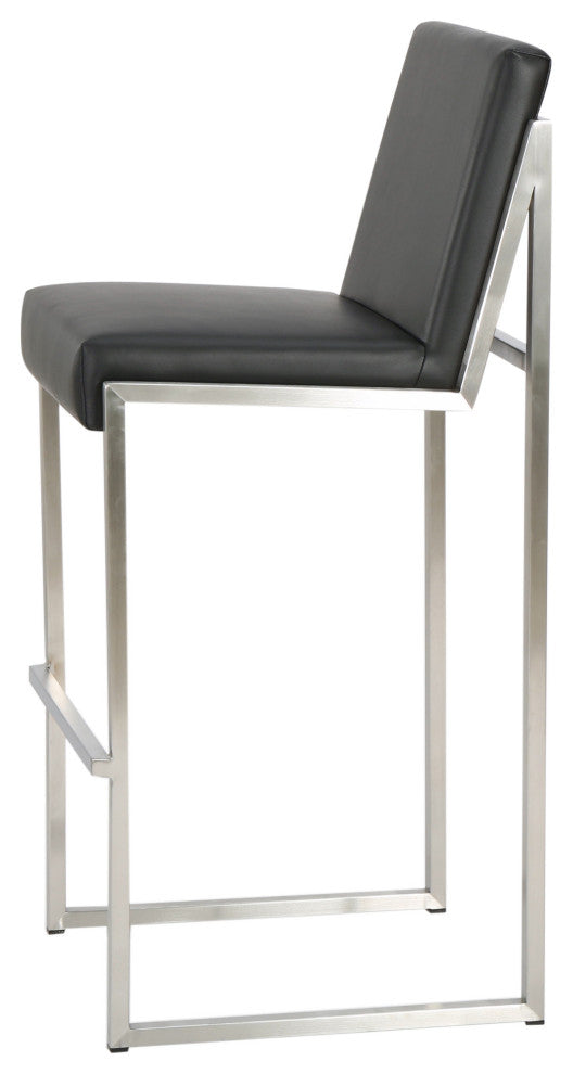 GDF Studio Velica Black Leather Bar Stools, Set of 2